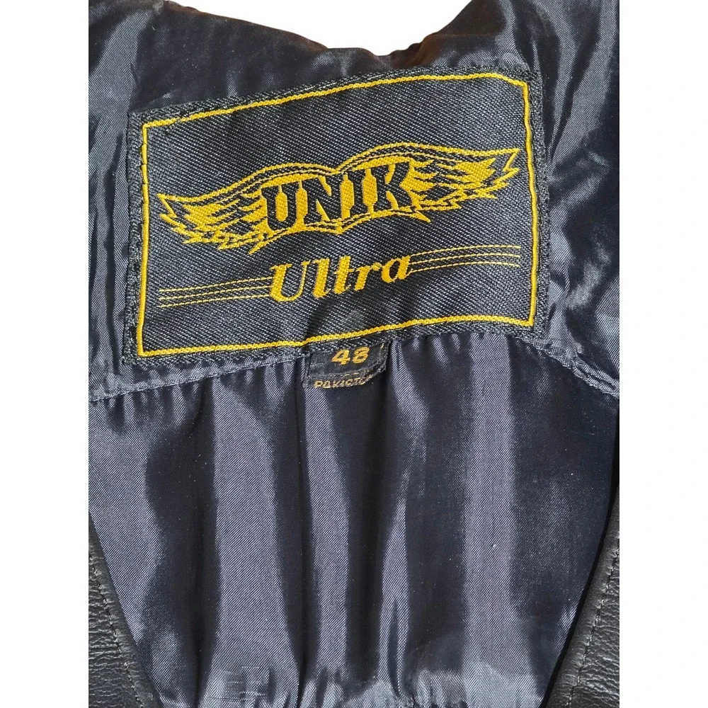 Unik Ultra Black Leather Biker Vest HOG Stone Mountain Georgia Patch Size 48